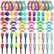 Silipull 72 Pcs Shaker Musical Instrument Set for Kid Toddler Early Music | Musical Tools Bulk Shaker Wrist Hand Band Bells Maracas Percussion Tambourine Cymbals Plastic Castanets for Daycare Preschool
