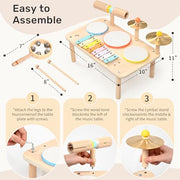 WINGYZ Kids Drum Set, 9-in-1 Montessori Toys | Wooden Musical Instruments for Toddlers, Baby Musical Toys with Drums, Xylophone, Helps Hand-Eye Coordination