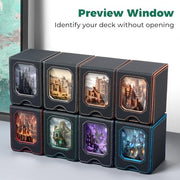 Fabmaker 6 pack Deck Box Compatible with MTG, Display Card Storage Box | Holds 100 Double-Sleeved Cards, Trading Card Deck Case Compatible with Magic the Gathering with PU Leather &Magnetic Closure