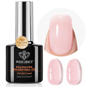 modelones Builder Nail Gel,No Top Coat Needed Builder for Nails Nude | C-Curve Sculpting, Glossy Jelly Finish Cover Nude Pink, No-Wipe, 9-in-One LED Lamp Cured Color Gel Polish for Quick Diy Salon