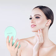 WOBSION 10X Magnification Compact Mirror with Light | 3.5-Inch 2-Sided Portable Travel Makeup Mirror for Purse and Handbag, Lighted Pocket Mirror, Cyan