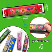 35 Pcs Harmonica for Kids 16 Holes Musical Instrument, Return Gift Cartoon Double Row Harmonica Bulk Toy for 3 Years + Kids Party Favors Goodie Bags Stuffers & Operation Christmas Child Items