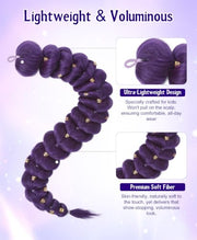 Behufun Girls Halloween Costume, Pop Singer Costume, Top Pants with Purple Braid for Cosplay Birthday Party, 4-12 Years
