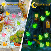 GWAHSA 240pcs Luminous Mini Resin Ducks, Tiny Animals Bulk Glow in The Dark Small Plastic Miniature Ducks Figures for Dollhouse Decor Micro Garden Home Landscape Aquarium Craft Gifts Party Favors Toys