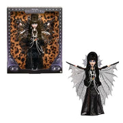 Monster High Skullector Elvira, Mistress of the Dark Doll | Elvira Collectible in Black Faux Leather Dress with Silvery Batwing Cape and Premium Accessories, Doll Stand