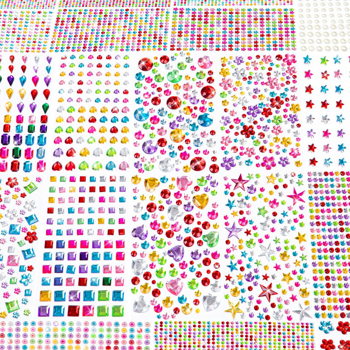 6124Pcs Gem Stickers-Self-Adhesive Face Jewelry Stickers, Acrylic Gems DIY Crafts, Sparkling Heart-Shaped Rhinestone for Kids, for Party & Holiday Supplies
