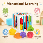BLCXTOYZ Montessori Toys for 1 Year Old - 6 Pc Shape Sorter Activity Cube | Toddler Learning Toy, Developmental Skills, 12 Months & Up, 1st Birthday Gift for Toddlers 1-3