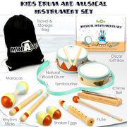 Kids Drum Set with Montessori Wooden Musical Instruments and Music Toys | Wooden Drum, Montessori Wooden Toys, Percussion Instruments, Preschool Learning, Classroom Use, Birthday Gift