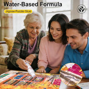 YAKAMOZ Jigsaw Puzzle Glue Clear with Silicone Brush, Sponge Head, 120mL | Clear Drying Formula | Protect Finished Puzzle Artwork | Easy Sponge Head Application