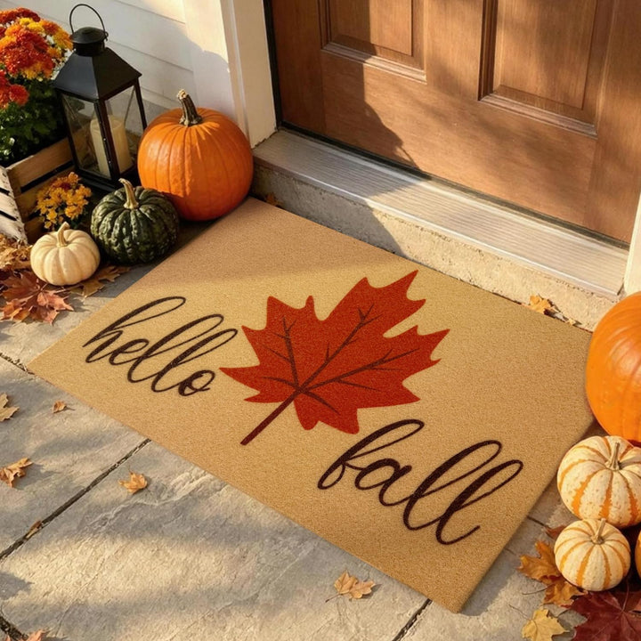 PKFEDR Hello Fall Door Mat, Non Slip Front Welcome Mat Outdoor Indoor 17x30 | Heavy Duty Washable Doormat Traps Mud, Low Profile Anti Slip Backing, Adds Cozy Fall Decor to Your Entrance Patio & Porch