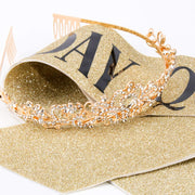 COCIDE Birthday Decorations for Women Sash and Tiara Crown for Party Gold | Happy Birthday Crowns for Adult Women, Party Decor Kit, Rhinestone Headband, Glitter Crystal Hair Accessories, Cake Topper