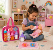 fash n kolor® My Sweet Baby Disappearing Doll Feeding Set, Baby Care 6 Piece Doll Feeding Set - for Toy Stroller | 2 Milk & Juice Bottles with 2 Toy Pacifier for Baby Dolls Set - Kids Gift Set