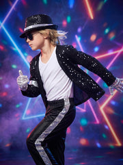 BAURGHOP Kids Dance Star Costume for Boys 80s 90s Pop Stage Outfits for Halloween