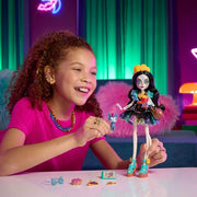 Monster High Skelita Calaveras Doll | Skeleton in Colorful Papel Picado Dress with Pet Dog Candelita & 7 Accessories like Sketch Book, Snack & Messenger Bag