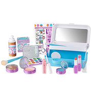 Melissa & Doug Love Your Look Pretend Makeup Kit 16-Piece Play Set | 16 Pieces, Pretend Play Makeup Kit, Lipstick, Foundation, Eye Shadow, Portable Case, Mirror, Preschool Toys for Kids, Ages 3+