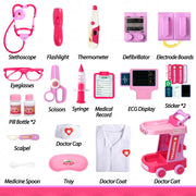 Liberry Toddlers Doctor Kit Toy for Girls Boys Ages 2 3 4 5, Pink | Kids Doctor Playset with Cart, Costume & Stethoscope, Role Play, Pretend Play Medical Toys, Birthday Gift