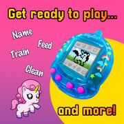 Giga Pets Interactive Digital Pet Toy, Boys & Girls, Unicorn, Ages 6+ | Virtual Pets for Boys and Girls Toy, 600+ Animations, App-Free Activities for Travel and Nostalgic 90s-Inspired Gifting