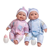 Twins 13" Realistic Soft Body Baby Dolls | JC Toys - Berenguer Boutique | Twins Gift Set with Removable Outfits and Accessories | Pink and Blue | Caucasian | Ages 2+