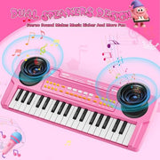 Upgraded 37 Keys Kids Piano Keyboard with Mic for 3 4 5 6 Boys Girls - Pink | Portable Toddler Music Toys Musical Instrument Birthday Xmas Gift