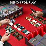 Dufvrpe Trading Card Storage Box, 3500+ MTG Deck Box with Commander Display | All-in-one card storage set with 4 dividers, 30 labels, dice box, acrylic holders, dual displays & lid-secured handle