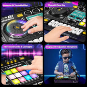 Tsomtto Kids DJ Mixer Table Musical Toy with Lights & Bluetooth | Electronic Music Toy with Microphone Piano, DJ Mixer Controller Toys Birthday Christmas Gifts for 3 4 5 6 Year Old Boys Girls