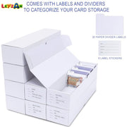 Trading Card Storage Box, 8-Pack 1000 Count Cardboard TCG & Sport Card Box | Trading Card Storage with Divider and Labels, Card Organizer Box for MTG, Magic, Football, Basketball, Game Card Collections