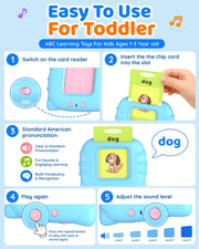 Aullsaty Talking Flash Cards for Toddlers 1-3, Upgraded 248 Sight Words Montessori Speech Therapy Toy, Autism Sensory Educational Learning Toys, Birthday Gift for Boys Girls (Blue)