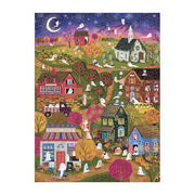 Galison - Spooky Village 1000 Piece Jigsaw Puzzle with Foil for Adults | Illustrated by Joy Laforme, Ghostly Village, Halloween, Challenging, Recycled Paper, No Dust, Finished Size 27" x 20"