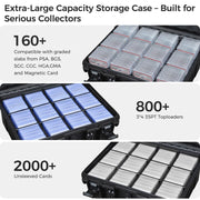 Graded Card Case Storage Box, Extra Large Trading Card Box, PSA Slab Case | Waterproof Trading Card Storage Box with 8 Adjustable Dividers; Fits BGS, SGC, CGC, CSG Slabs, Top Loaders & Magnetic Holders