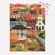 Galison - Falls Hollow 1000 Piece Jigsaw Puzzle for Adults | Illustrated by Joy Laforme, Autumn, Cozy Town, Fall Foliage, Challenging, Recycled Paper, No Dust, Finished Size 27" x 20"