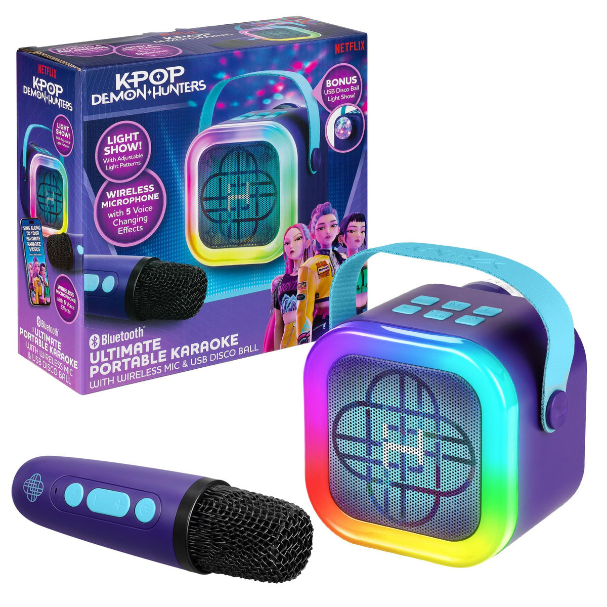 Kpop Demon Hunters Bluetooth Karaoke Machine for Kids (One Microphone)