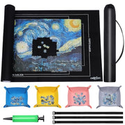 CALLKROON Puzzle Mat Roll Up for 1500 Pieces, Felt Puzzle Board Alternative Gift Set with 4 Sorting Trays and Inflatable Tube, Premium Puzzle Saver Mat for Storage, Portable Puzzle Rolling Mat