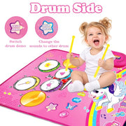 Toys for 1 Year Old Girl Gifts: 3 in 1 Baby Musical Mat Toddler Toy Age 1-2 | Piano Drum Animal Touch Unicorn Toys - Infant Music Toy 12-18 Months Babies Birthday Gifts for 1 2 3 Year Old Boys Girls