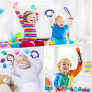Silipull 72 Pcs Shaker Musical Instrument Set for Kid Toddler Early Music | Musical Tools Bulk Shaker Wrist Hand Band Bells Maracas Percussion Tambourine Cymbals Plastic Castanets for Daycare Preschool