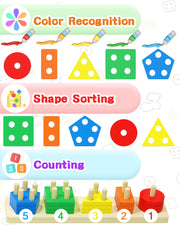 Montessori Sensory Toys for 1 2 Year Old Boy Girl Gifts, Puzzle for Toddler | Montessori Toys, Toddler Toy 2-3, Boys Girls Birthday Gifts, Wooden Blocks, Shape Sorter, Learning Toy, Toddler Activities