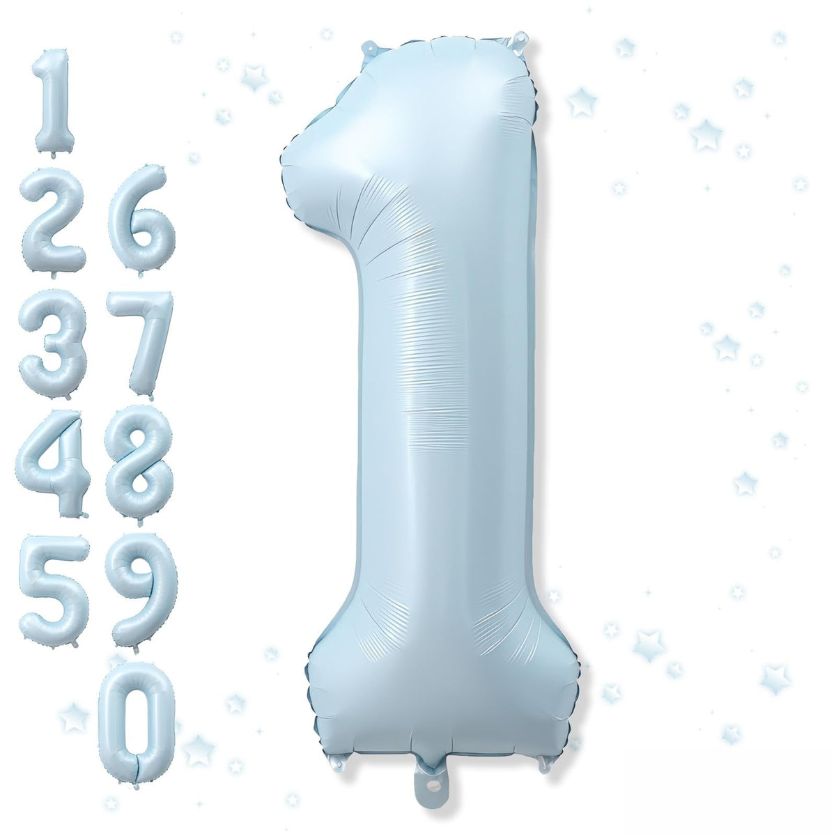 40 Inch Blue Number 1 Balloon for Boys 1st Birthday Decorations | Large Light Sky Baby Blue Helium Foil One Balloons Numbers Self Inflating for Boys Girls Baby Shower Anniversary Decorations