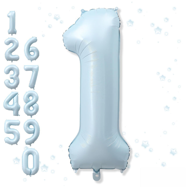 40 Inch Blue Number 1 Balloon for Boys 1st Birthday Decorations | Large Light Sky Baby Blue Helium Foil One Balloons Numbers Self Inflating for Boys Girls Baby Shower Anniversary Decorations