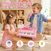 Love&Mini Piano Toys for Girls, 24-Key with Mic, Record & Playback, Ages 3+ | Kids Piano with 22 songs, 8 Percussion Sounds, LED lights, 4 Instrument Modes and Connect to MP3, Phone & Tablet