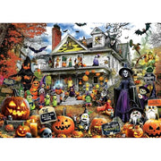 MINIWAN Halloween 1000 Piece Jigsaw Puzzle for Adults, 27.5" x 19.7" | Spooky Haunted House with Pumpkins & Witches, Challenging Fall Decor Puzzle, Unique Gift Idea for Halloween Enthusiasts