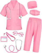 ICECUTE Doctor Scrubs for Kids,7 Pcs Scrubs Costume with Accessories 3-11Y
