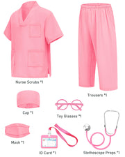 ICECUTE Doctor Scrubs for Kids,7 Pcs Scrubs Costume with Accessories 3-11Y