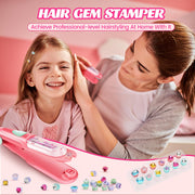 kidzkube Hair Gem Stamper Kit, Birthday Toys for Girls Ages 3-12 | Bling Hair Jewels for Girls Toys, Hair Styling Tool with Reusable Diamonds,Stocking Stuffers