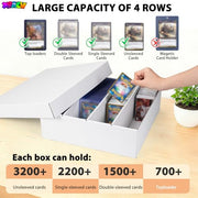 5-Pack Toploader Trading Card Storage Box, 4 Row 3200 Count Cardboard Box | Storage Box for Basketball/MTG/TCG/Sports/Game Cards Organizer and Collection (White)