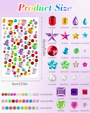 6124Pcs Gem Stickers-Self-Adhesive Face Jewelry Stickers, Acrylic Gems DIY Crafts, Sparkling Heart-Shaped Rhinestone for Kids, for Party & Holiday Supplies