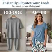 👚  NOW! 🌸 Women's Side-Tie Top & Patterned Pants Set – Flowy, adjustable fit & perfect for summer vacations or resort wear 👖
