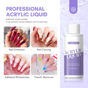 SAVILAND Low Odor EMA Monomer Acrylic Nail Liquid, 4 oz | Non-Yellowing Monomer with #12 Nail Brush, Strong Adhesion, For Extensions & 3D Sculpting, DIY Beginners, Home and Salon Use