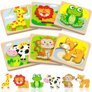 Benresive Wooden Toddler Puzzles, Montessori Toddler Toys for 1 2 Year Old | 6 Pcs Puzzles, 1 2 3 Year Old Girl Boy Great Gifts, Learning Educational Preschool Bolck Toys for 1 2 3 Year Old