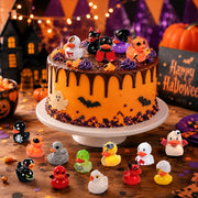 DULEFUN 61Pcs Halloween Mini Resin Duck Figures Halloween Party Favors Gift | Cute Small Little Duckies Statues Bulk Set for Office Desk Tiered Tray Decor Halloween Party Supplies Decoration