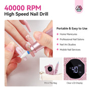 SAVILAND Nail Drill Professional 40000 RPM Cordless for Thick Acrylic Nails
