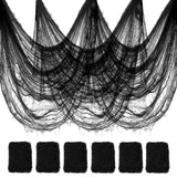 Halatool 6 Pcs Creepy Cloth, 30 x 72 Inch Black Cheesecloth Halloween Decor | Spooky Gauze Fabric Tapestry, Yard, Porch, Tree Branches, Haunted House, Stair Railing, Backdrop Indoor Outdoor Decor
